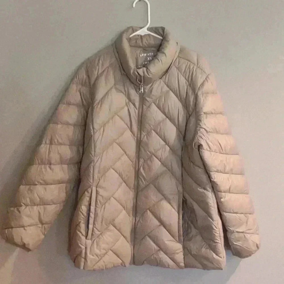 London‎ Fog lightweight packable down taupe puffer coat women's xxlg - Picture 1 of 4